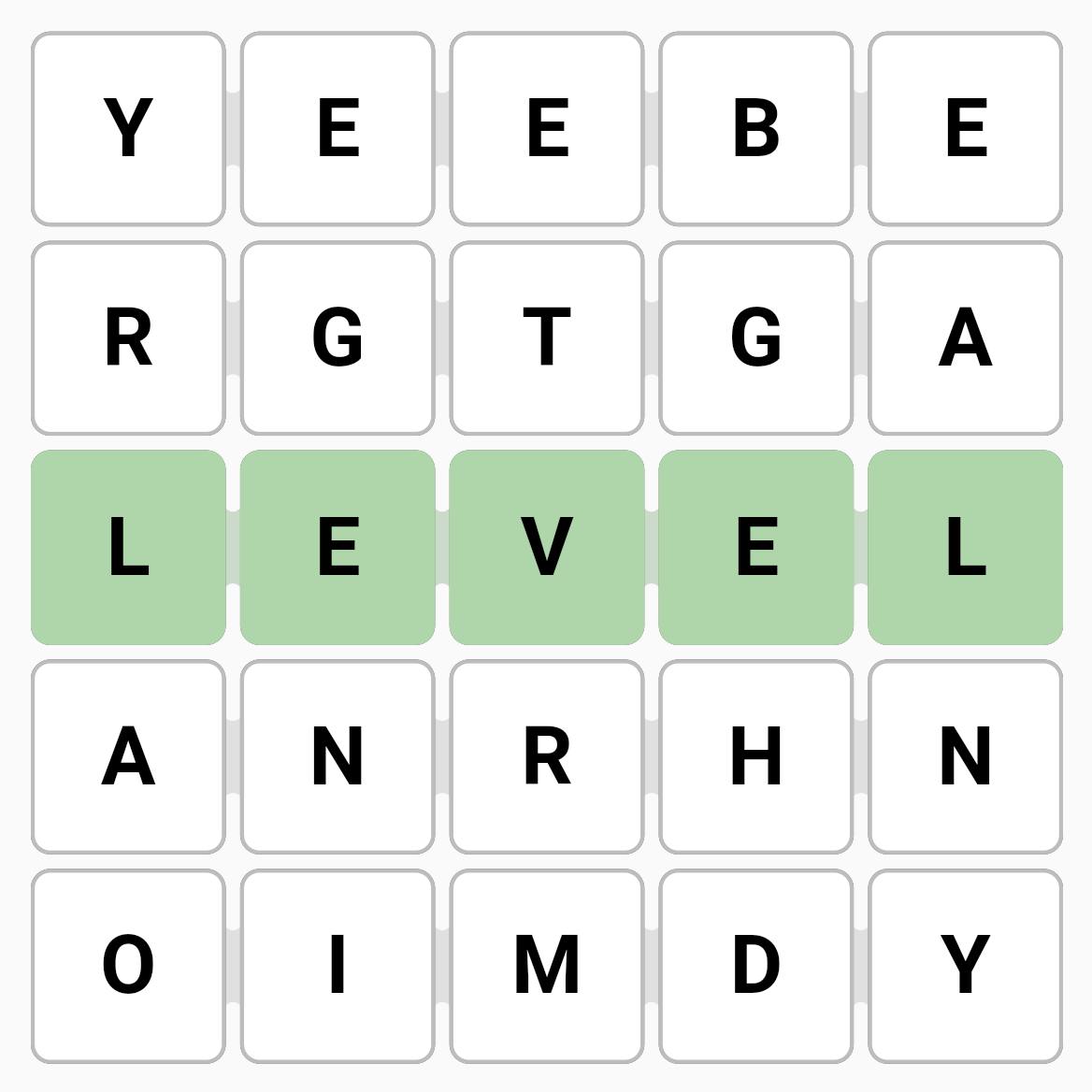 Smartle word grid highlighting showing horizontal word direction