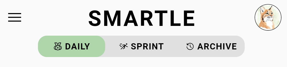 Smartle mode switcher with Daily, Sprint, and Archive tabs